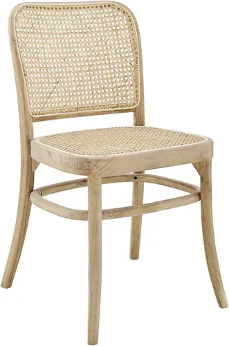 Vista 10 de Modway Winona Elm - Asiento de ratán de caña de madera, silla auxiliar de comedor, color negro
