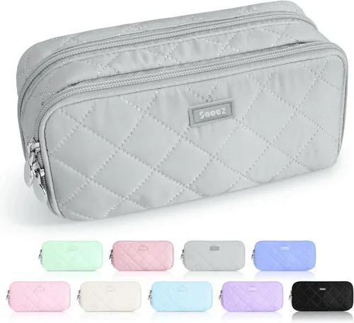 Vista 18 de Sooez Estuche grande para lápices, bolsa para lápices extra grande con 8 compartimentos, bolsa para bolígrafos de apertura amplia, organizador