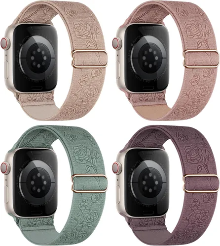 Vista 12 de 4 Pack Stretchy Solo Loop Compatible with Apple Watch Bands Women Men