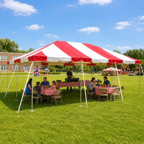Vista 26 de Party Tents Direct Carpa para Fiesta de 20x30 - Marco de Acero - Gazebo al Aire Libre, Pabellón, Sombrilla para Sol, Refugio para Acampada - Verde
