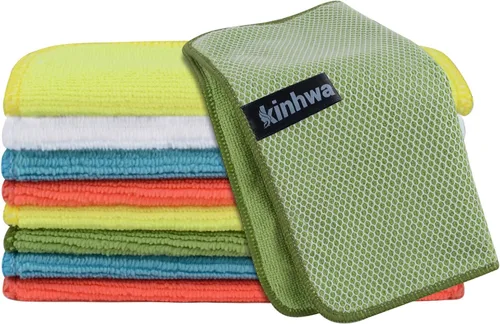 Vista 10 de KinHwa Paños de cocina para platos, paños de microfibra absorbentes de secado rápido, trapos de cocina con lado de limpieza de poliéster, ideal