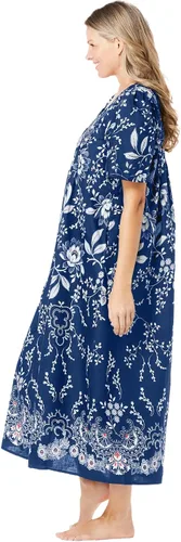Vista 4 de Only Necessities Tumbona delantera con babero de talla grande para mujer Vestido de casa, camisón