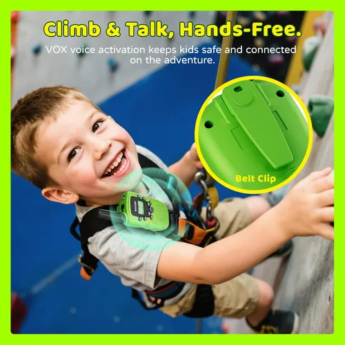 Vista 5 de Walkie Talkies recargables para niños, paquete de 3, 3 millas de Verde+azul+rosa