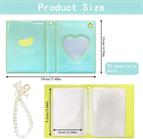 Vista 2 de 2 piezas Kpop soporte para tarjetas fotográficas, mini álbum de fotos de 3 pulgadas, carpeta de tarjetas fotográficas, pequeño libro de tarjetas