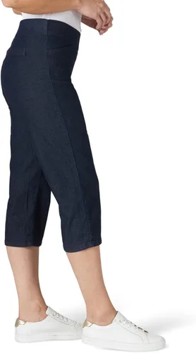 Vista 2 de Pantalones capri para mujer, elegantes, clásicos, de ajuste fácil, y cintura elástica.