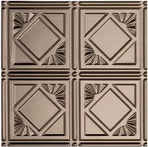 Vista 24 de FASÄDE Panel de techo decorativo de vinilo decorativo de estilo tradicional / patrón 4 de 2 x 4 pies en bronce bermudas (paquete de 5)