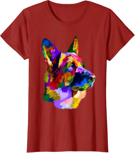Vista 51 de Camiseta con retrato de pastor alemán para dueños de perros, Negro, S