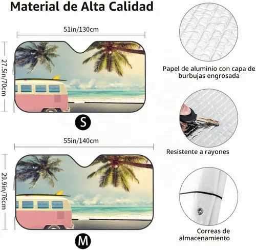 Vista 3 de Parasol plegable para parabrisas de automóvil de playa, visera solar para ventana delantera, cubierta de protección solar para automóvil, camión