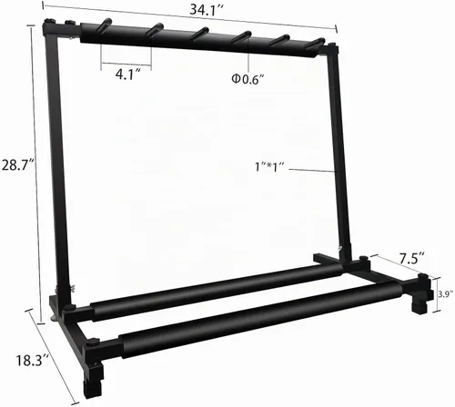 Vista 4 de GeeWin Soporte para 5 guitarras, soporte plegable para múltiples guitarras - acústica, eléctrica, bajo (5 soportes) Guitar Rack for Multiple