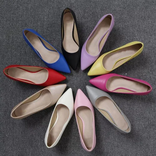 Vista 7 de Stunner Zapatos de tacón bajo con punta puntiaguda de moda clásica para mujer