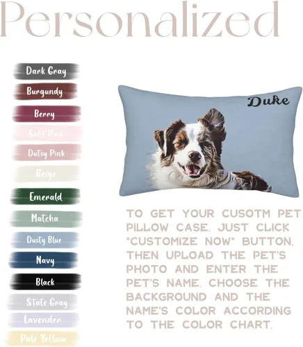 Vista 2 de Funda de almohada con foto personalizada, funda de almohada personalizada de gatos y perros, fundas de cojín impresas de dos caras de 14 x 20