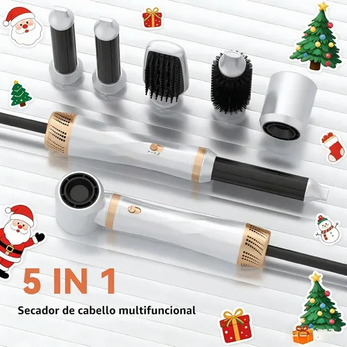 Vista 7 de Cepillo secador de pelo 5 en 1, cepillo de secado rápido y 3 temperaturas ajustables, juego de peinado desmontable para secar y rizar, 2