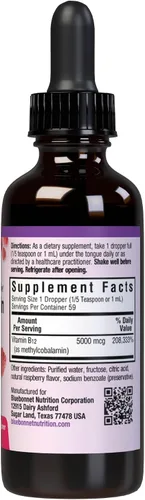 Vista 7 de BlueBonnet Nutrition Liquid Cellular Active Meticobalamina, frambuesa, 2 onzas líquidas (paquete de 1)