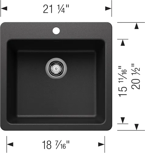 Vista 2 de BLANCO 443227 Liven SILGRANIT - Fregadero de cocina de 21 pulgadas con un solo tazón, color antracita