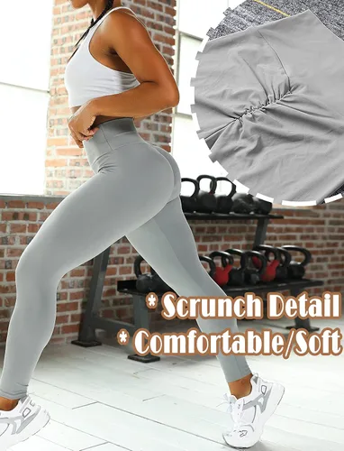 Vista 3 de KIWI RATA - Pantsleggingsmallas de yoga para mujer de cintura alta drapeado en los glúteos con control de abdomen ideales para entrenamiento deportes