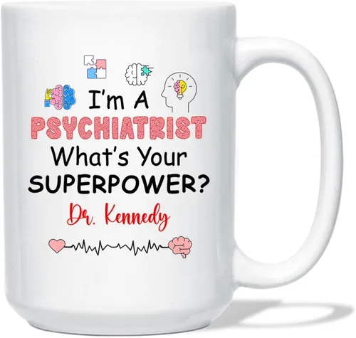 Vista 9 de Taza de café personalizada para psiquiatra jubilada, regalo para el abuelo y la abuela, "A Truly Great Psychiatist Is Hard To Find Difficult To Part
