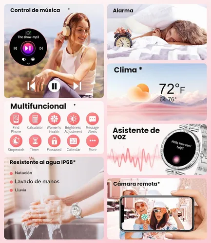 Vista 9 de LIGE Relojes inteligentes para mujeres (Responder/Realizar llamada) con diamantes, reloj inteligente AMOLED de 1.19” con monitor de ritmo