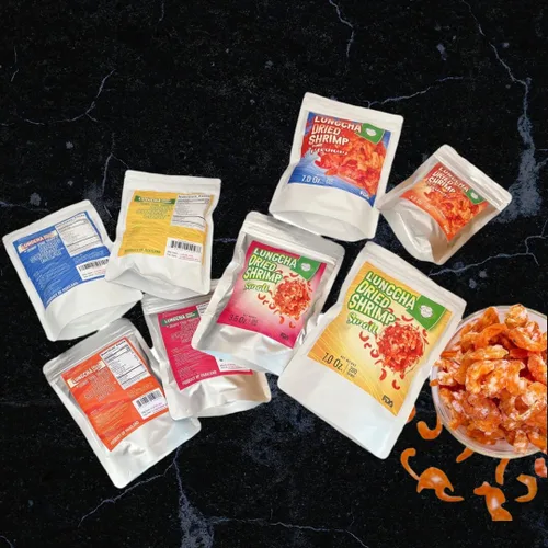 Vista 5 de Camarones secos de tamaño "M" para recetas tailandesas y cocina asiática, sabor a mariscos sin cáscara y sin cabeza como aperitivo con un sabor