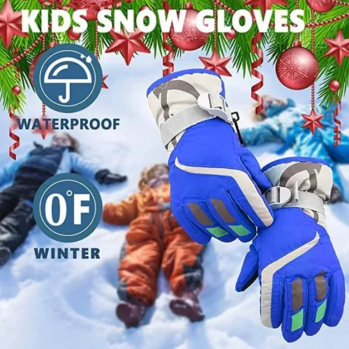 Vista 2 de DARCHEN Guantes de nieve para niños y niñas impermeables aislados guantes de esquí para niños gruesos cálidos resistentes al viento para exteriores