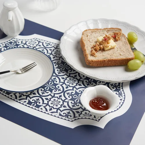 Vista 3 de GAK. Manteles individuales de papel impermeables Juego de 6 manteles individuales desechables para mesa de comedor Elegantes manteles