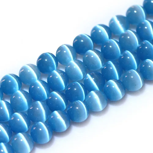 Vista 22 de GEM-Inside - Cuentas sueltas de ojo de gato de 0.236 pulgadas (0.236 in), redondas, de cristal azul ácido, cuentas de energía para fabricación