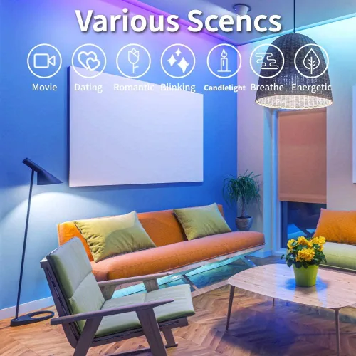 Vista 7 de Avatar Controls Luces LED Alexa de 9.8 pies compatibles con sincronización de música, tira de luces LED regulables que funcionan con Google