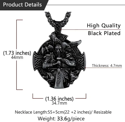 Vista 5 de U7 Wiccan Necklace Pagan Pendant Men Women Stainless SteelBlack18K Gold Plated PentagramNorse VikingRaven Occult Necklaces
