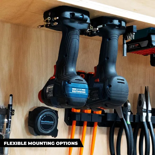 Vista 2 de StealthMounts Soporte para herramientas compatible con Bosch 18V (paquete de 4) - Negro Soportes de herramientas de bloqueo StealthMounts