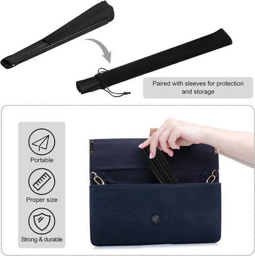 Vista 4 de Aodaer Paquete de 4 abanicos decorativos chinos de Kung Fu Tai Chi para hombres y mujeres, color negro