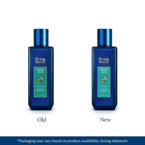 Vista 2 de Blue Nectar Aceite de cuero cabelludo ayurvédico de romero y bhringraj para el crecimiento del cabello con amla, 3.38 onzas líquidas