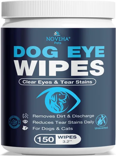 Vista 8 de NOVEHA 100 toallitas para ojos de perro, removedor de manchas de lágrimas para perros, formuladas con manzanilla y aloe para eliminar desechos
