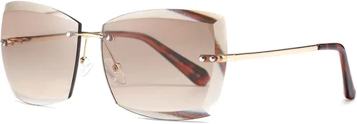 Vista 2 de AEVOGUE - Los lentes de sol para mujer, sin bordes, lentes de corte de diamante, de tamaño grande (AE0534)