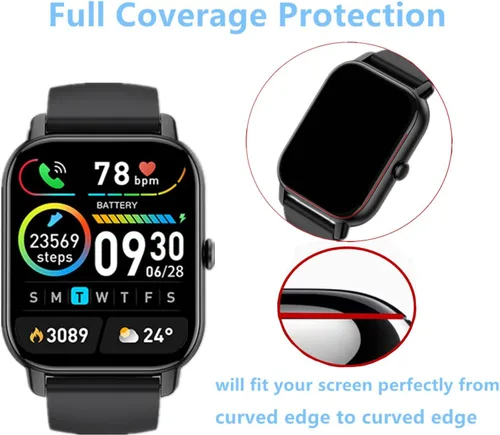Vista 6 de Protector de pantalla compatible con Quican, Tensky ID208 PLUS Smartwatch (paquete de 6) película de TPU transparente compatible con reloj