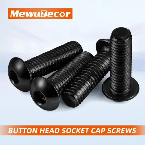 Vista 3 de Tornillos de cabeza de botón de 5/16-18 x 1/2", 20 unidades Allen Socket Drive, óxido negro, acero de aleación de grado 10.9, totalmente roscado