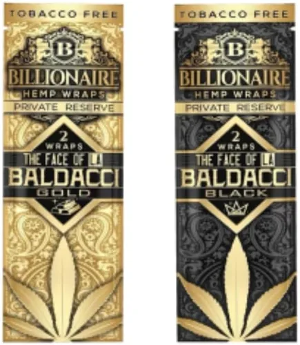 Vista 2 de Billionaire - Envolturas naturales - Baldacci Gold - Sabor Fruit of the Gods - 2 envolturas por paquete - Paquete de 25 - 50 envolturas en total