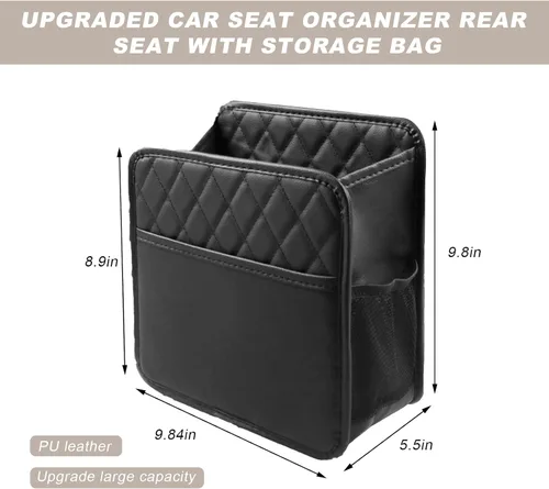 Vista 2 de DXNQ Organizador de respaldo de asiento de automóvil, bolsa colgante plegable de gran capacidad con 3 bolsillos adicionales, organizador