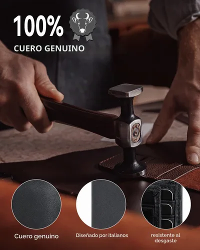 Vista 4 de Swallowmall Cartera de cuero con bloqueo RFID para hombre, cartera plegable para hombre con 1 ventana de identificación y 13 ranuras para tarjetas