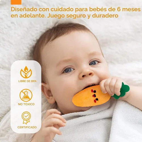 Vista 6 de hahaland Juguetes para bebés de 6 a 12 meses – Frutas Verduras Jardín Planta Granja Peluche 6 Month Old Montessori Sensory Toys Carrot Flower with