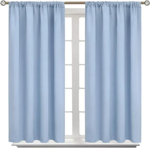 Vista 25 de Cortinas opacas con bolsillo para barra, para oscurecer la habitación, con aislamiento térmico, para sala, comedor, sala de estar, abiertas, 100%