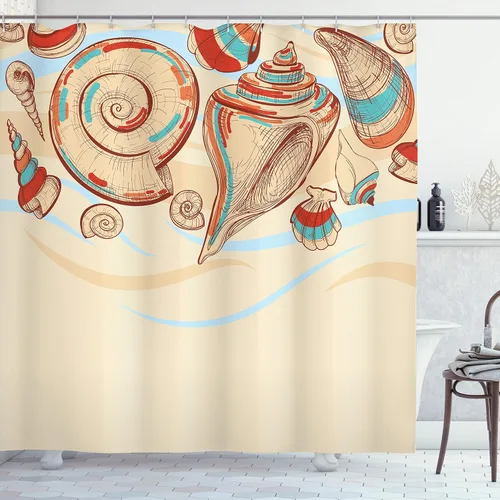 Vista 20 de Ambesonne Cortina de ducha retro, diseño clásico de rayas verticales, imagen, imagen antigua, obra de arte, juego de decoración de baño de tela
