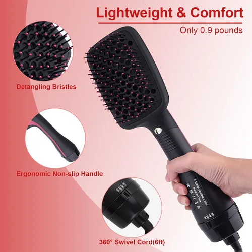 Vista 6 de Cepillo Secador Alisador, Desenredante Alisado Suavizante en Un Solo Paso, Reduce el Encrespamiento y Da Más Brillo para Cabello Liso y Recto