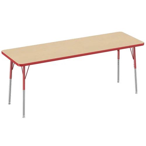 Vista 9 de FDP - Mesa rectangular para actividades escolares y de oficina (24 x 36 pulgadas), patas estándar con deslizadores giratorios, altura ajustable