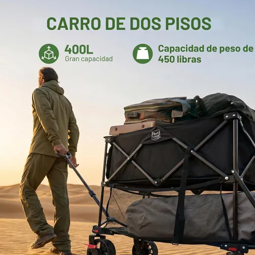 Vista 2 de TIMBER RIDGE Carro plegable de dos pisos de 400L con frenos, 54" extra Negro
