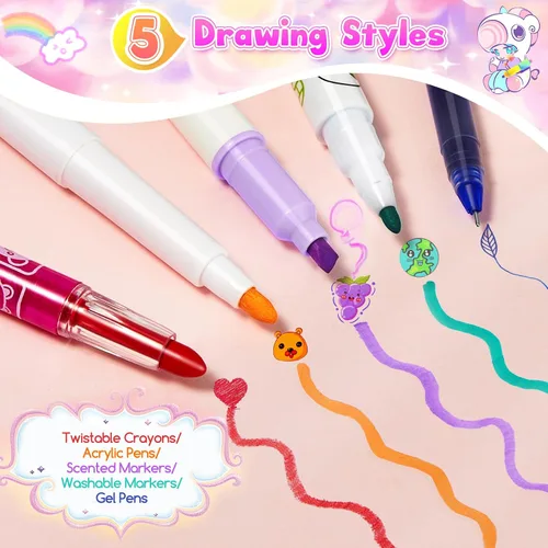 Vista 2 de CGBOOM Juego de marcadores perfumados con bonito estuche para niños, 40 marcadores de pintura como suministros de arte y regalo de creatividad