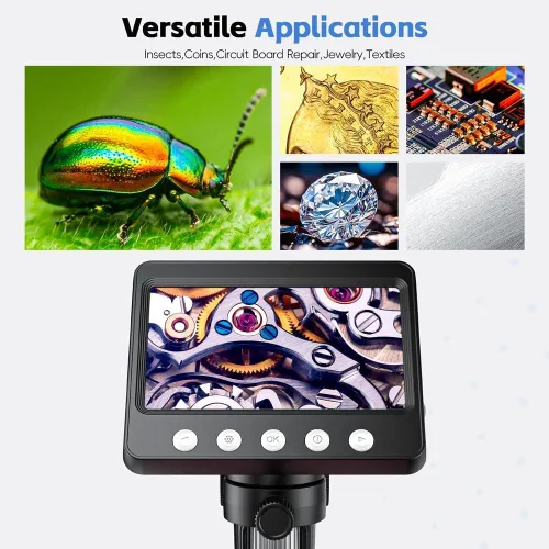 Vista 8 de Microscopio digital de 4.3 pulgadas para adultos, microscopio de moneda SKYEAR 1000X con 8 luces de relleno LED ajustables, microscopio USB