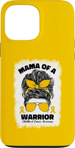 Vista 24 de Mama of A Warrior Messy Bun Mom Childhood Cancer Awareness Case for iPhone 17