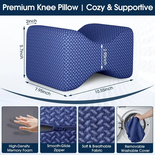 Vista 2 de BlissTrends Almohada de rodilla de espuma viscoelástica, almohada de rodilla para dormir de lado, almohadas de piernas para dormir circulación
