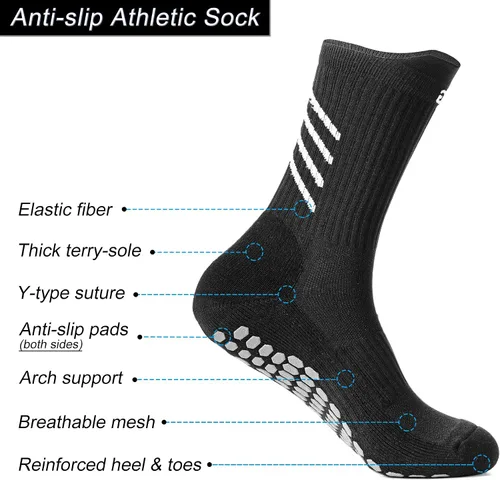 Vista 2 de GOGOGOAL Calcetines de fútbol antideslizantes con agarre para hombres y mujeres, calcetines de entrenamiento atléticos antideslizantes, para rugby