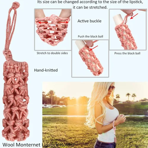 Vista 66 de BIHRTC Llavero de pulsera boho con soporte para lápiz labial, pulsera hecha a mano