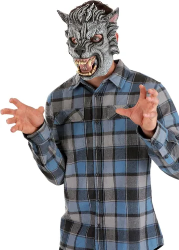 Vista 4 de FUN Costumes Máscara de lobo gris para adulto